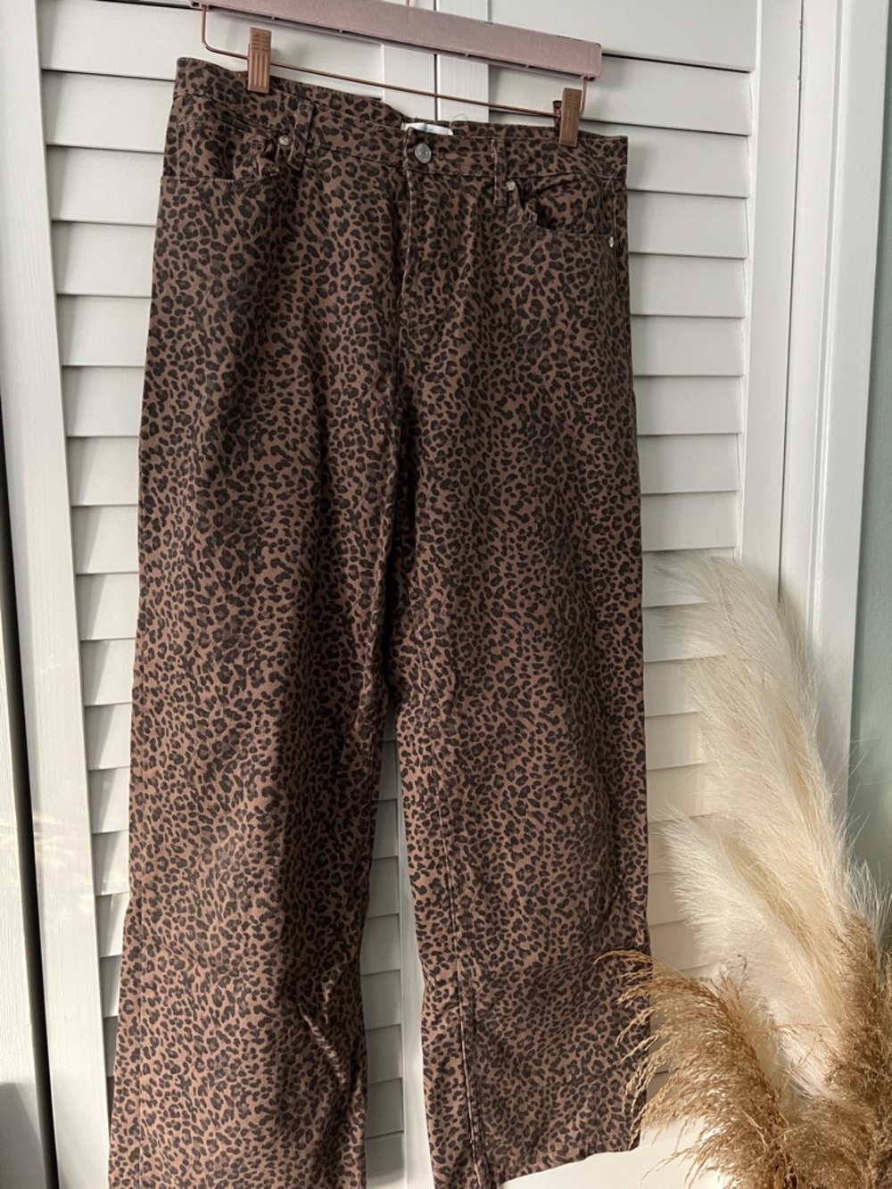Leopard Print Wide-Leg Pants in Brown and Black